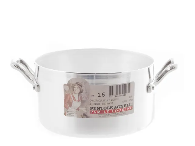 pentole-agnelli-fama416-casseruola-alta-con-2-maniglie-in-alluminio-argento-1-9- image 1