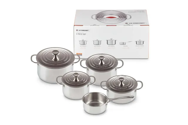 le-creuset-set-5-pezzi-casseruole-in-acciaio-inox-3-strati-signature-casseruole- image 1
