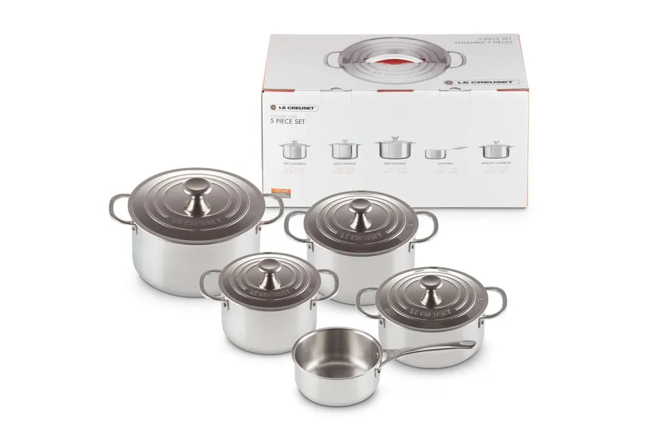 le-creuset-set-5-pezzi-casseruole-in-acciaio-inox-3-strati-signature-casseruole- image 1