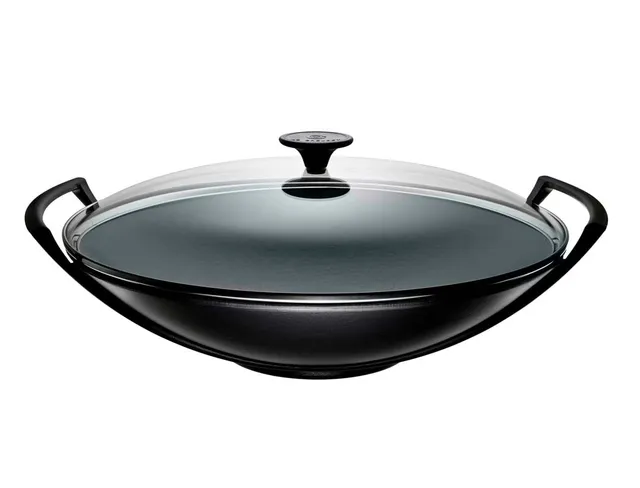 le-creuset-wok-in-ghisa-vetrificata-con-coperchio-in-vetro-36-cm-4-5-l-nero-matt image 1