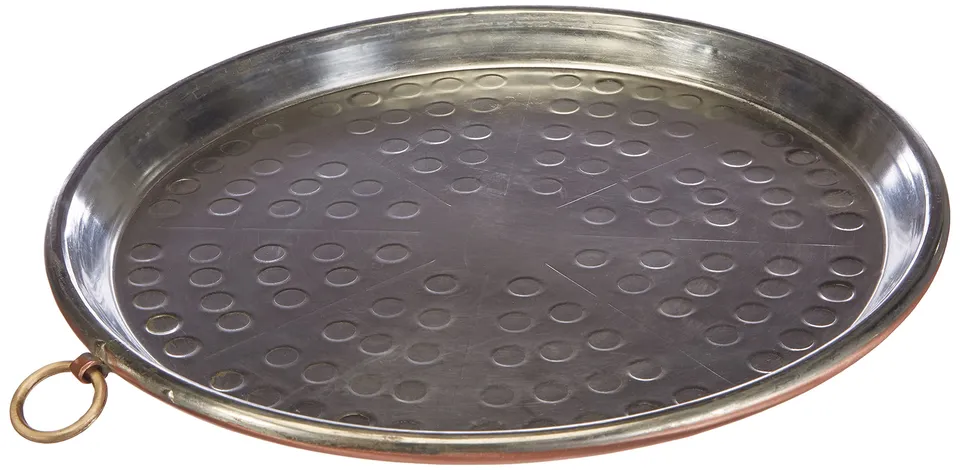pentole-agnelli-linea-rame-tortiera-per-farinata-martellata-2-mm-con-orlo-30-cm- image 1