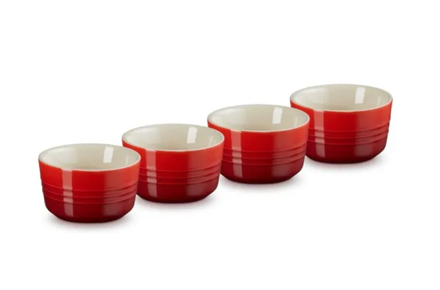 le-creuset-set-4-mini-ramequin-rotondi-in-gres-vetrificato-0-1-l-ciliegia image 1