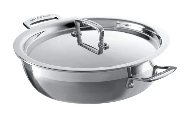 le-creuset-tegame-multistrato-3-ply-con-coperchio-26-cm-acciaio-inox-compatibile image 1