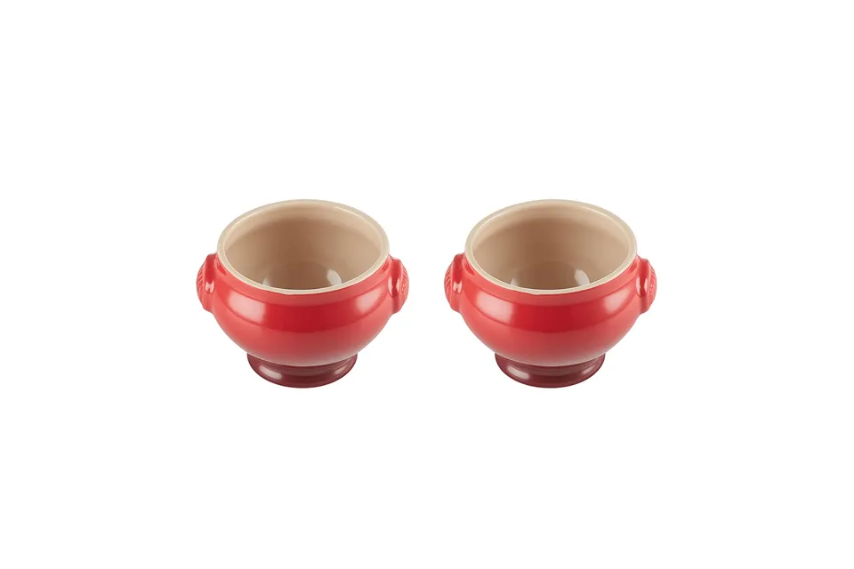 le-creuset-set-2-ciotole-zuppa-in-gres-vetrificato-600-ml-ciliegia-adatte-a-forn image 1