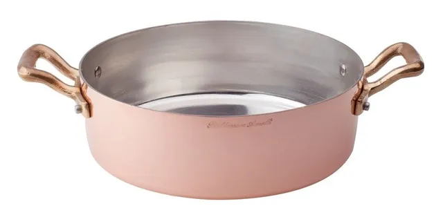 pentole-agnelli-alcm106m20-casseruola-bassa-in-rame-martellato-stagnato-con-2-ma image 1