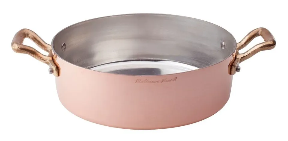 pentole-agnelli-alcm106m20-casseruola-bassa-in-rame-martellato-stagnato-con-2-ma image 1