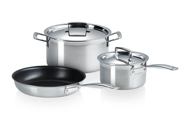 le-creuset-set-3-pentole-3-ply-in-acciaio-inox-24-24-16-cm-con-coperchi image 1