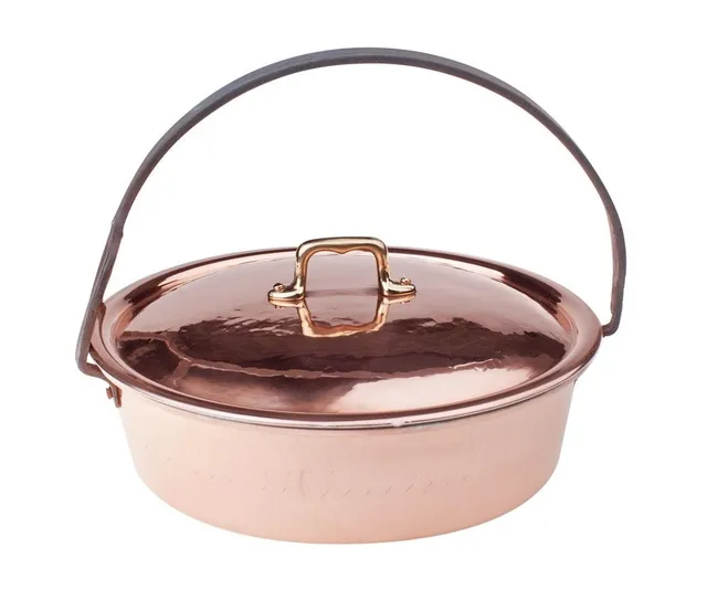 pentole-agnelli-cocu106rm29-casseruola-bassa-con-coperchio-e-manico-arco-in-rame image 1