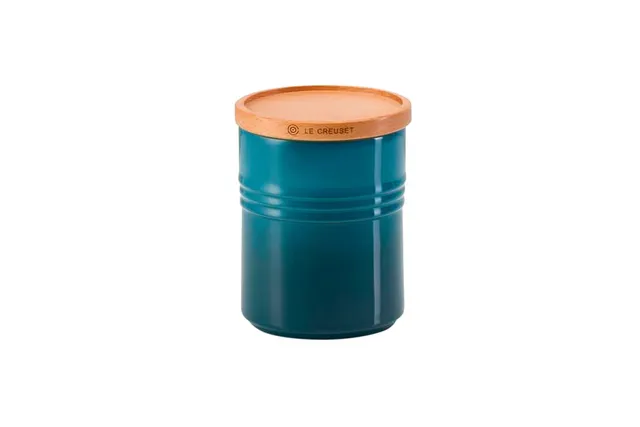 le-creuset-barattolo-m-con-coperchio-in-legno-in-gres-vetrificato-540-ml-10-cm-d image 1
