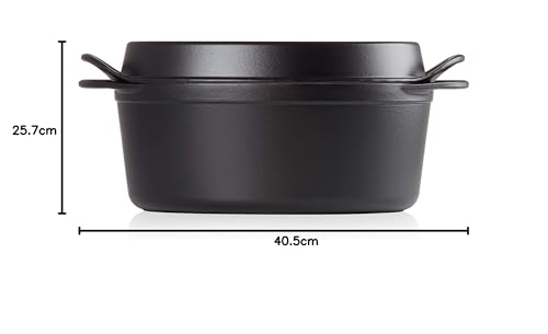 le-creuset-doufeu-ovale-in-ghisa-vetrificata-32-cm-nero-matt-con-coperchio-per-c image 6