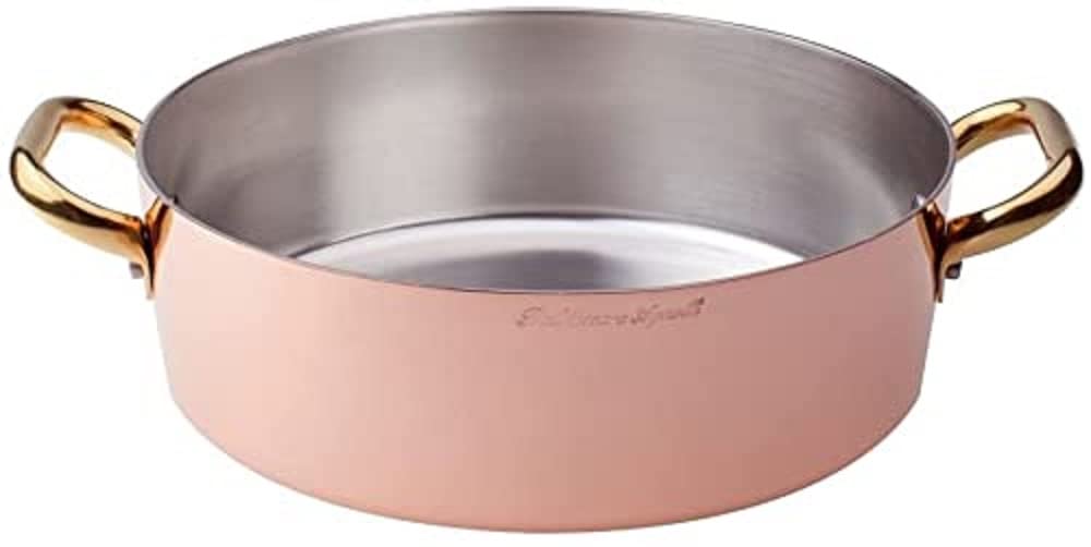 pentole-agnelli-alcu10628-casseruola-bassa-in-rame-stagnato-a-mano-con-2-manigli image 5