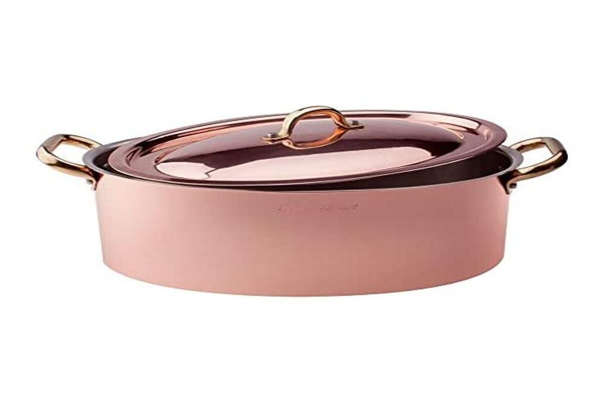pentole-agnelli-alcu12630-casseruola-ovale-alta-in-rame-liscio-stagnato-con-cope image 1
