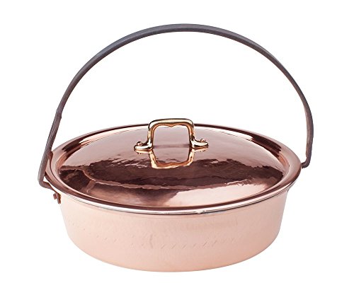 pentole-agnelli-cocu106rm29-casseruola-bassa-con-coperchio-e-manico-arco-in-rame image 2