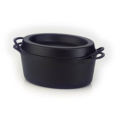 le-creuset-doufeu-ovale-in-ghisa-vetrificata-32-cm-nero-matt-con-coperchio-per-c image 5