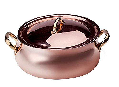 pentole-agnelli-alcu108c24-casseruola-bassa-bombata-in-rame-stagnato-a-mano-con- image 2