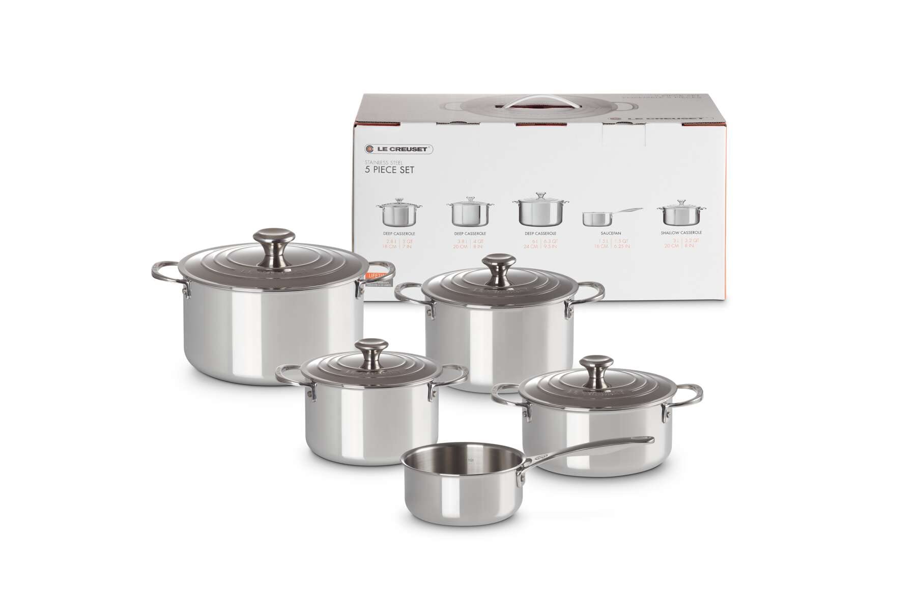 le-creuset-set-5-pezzi-casseruole-in-acciaio-inox-3-strati-signature-casseruole- image 2
