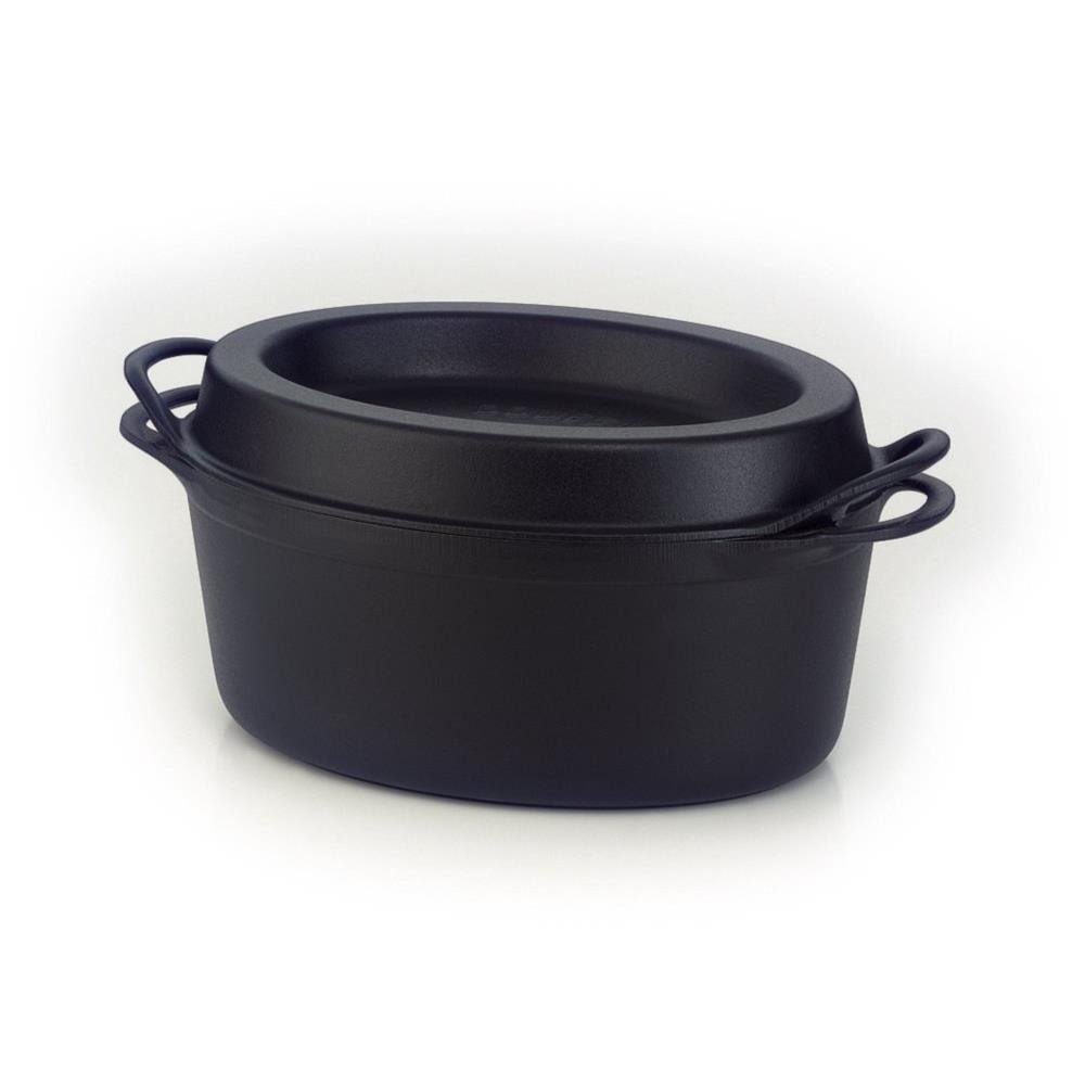 le-creuset-doufeu-ovale-in-ghisa-vetrificata-32-cm-nero-matt-con-coperchio-per-c image 1