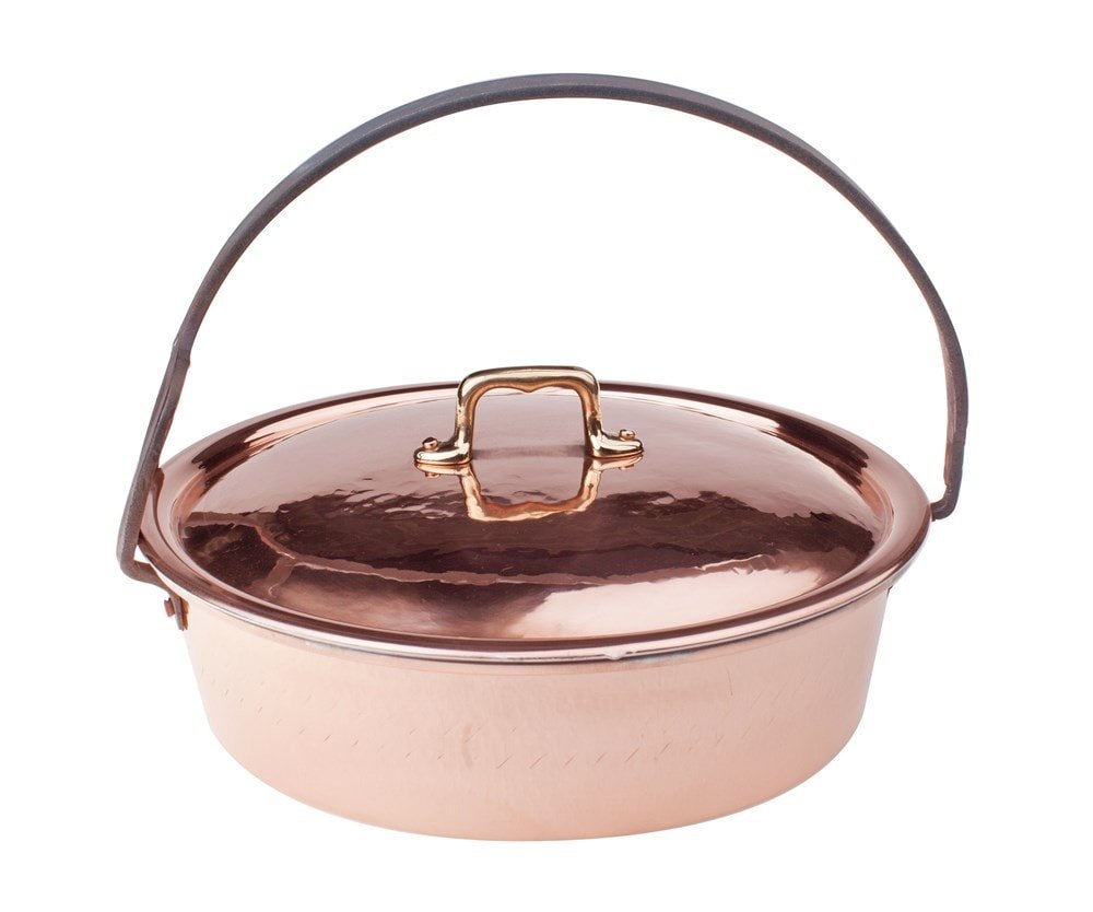 pentole-agnelli-cocu106rm29-casseruola-bassa-con-coperchio-e-manico-arco-in-rame image 1