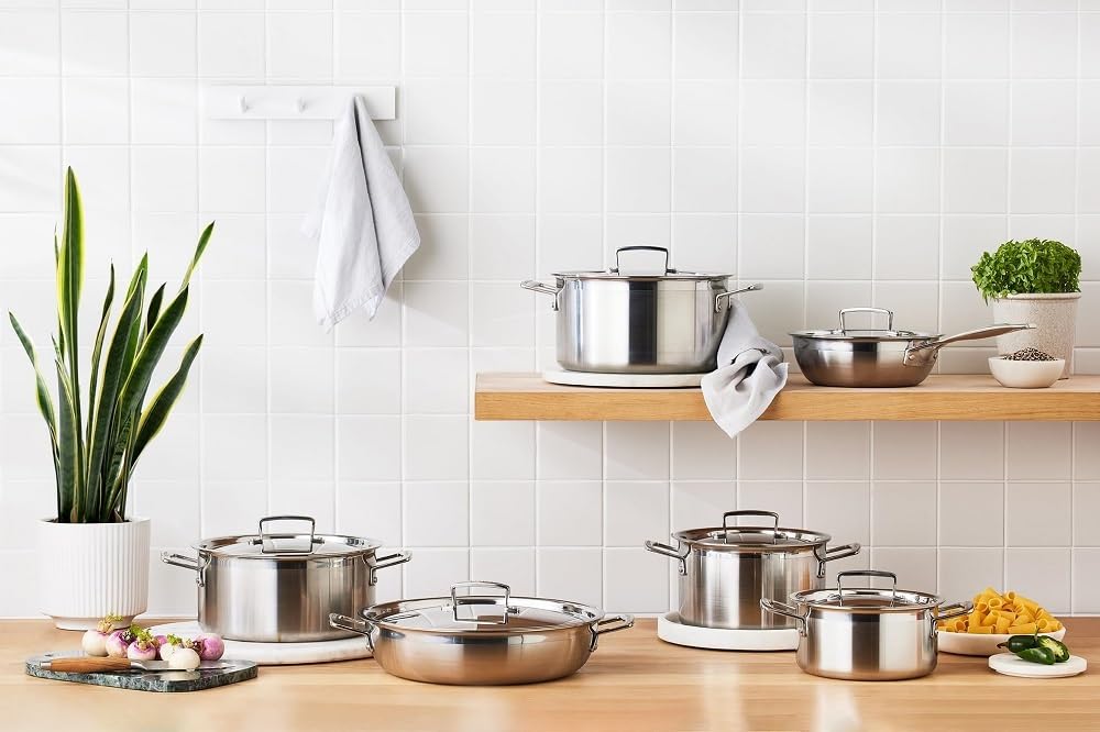 le-creuset-set-5-pezzi-pentole-3-ply-in-acciaio-inossidabile-con-coperchi-compat image 3