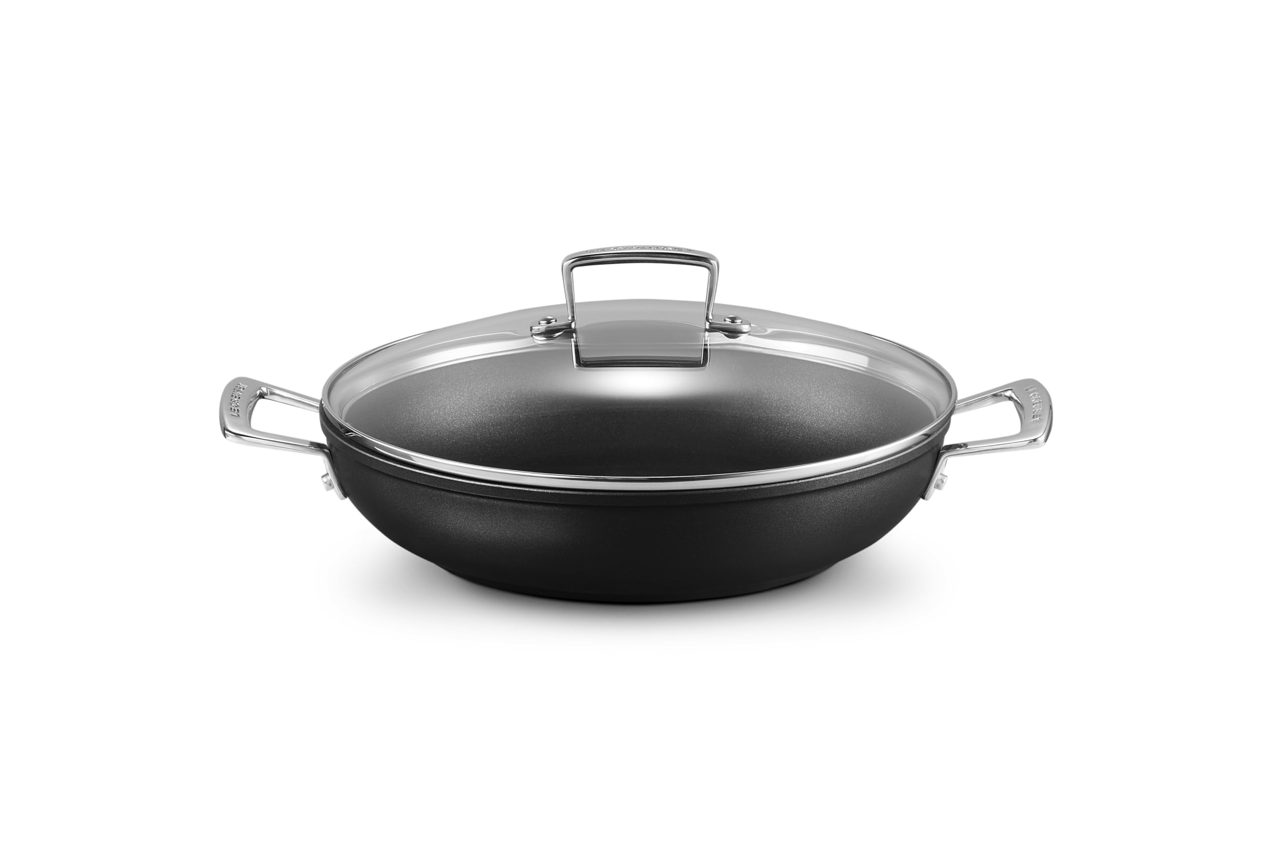 le-creuset-tegame-basso-in-alluminio-antiaderente-con-coperchio-vetro-28-cm-nero image 2