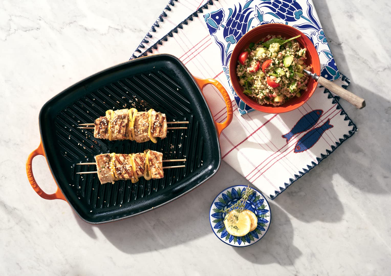 le-creuset-grill-rettangolare-evolution-in-ghisa-vetrificata-30-cm-arancio image 2